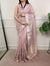 Light Pink Zari Kota Tissue Embroidery Beads Zari Weaving Work With Saree