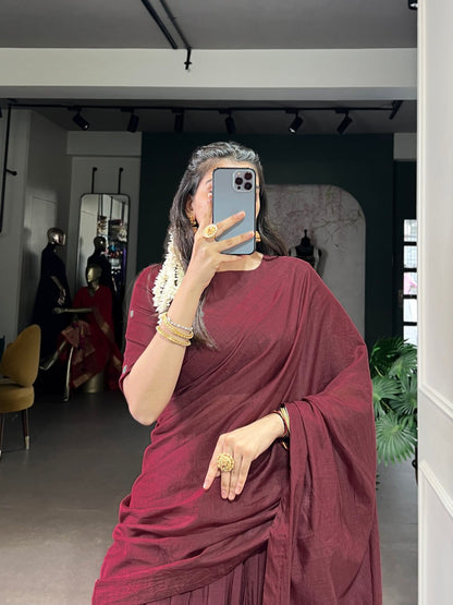 Maroon Pure Chanderi Zari Weaving Saree Lehenga Choli Set with Dupatta