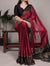 Maroon Rangoli Silk Printed Saree with Black and Gold Printed Border