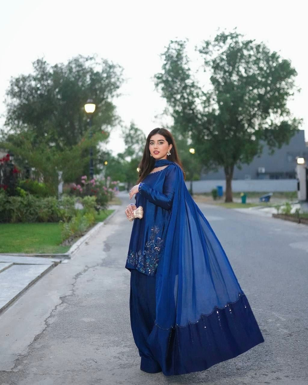 NATURAL CREPE THREAD WORK SALWAR SUITS
