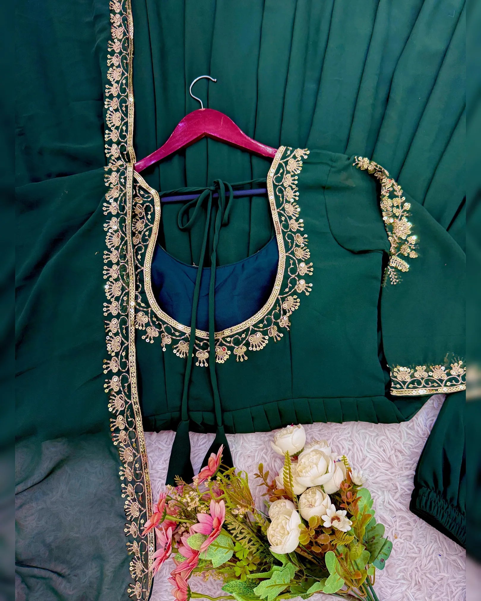 Green Color Anarkali Gown With Heavy Sequence Embroidery Bollywood Anarkali