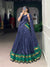 Navy Blue Pure Chanderi Zari Weaving Saree Lehenga Choli Set with Dupatta