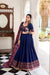 Navy Blue Tassar Silk Lehenga Choli with Gamthi Print Dupatta for Navratri