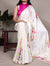 Off White Satin Silk Printed Saree with Fabric Elegant Banglory Blouse