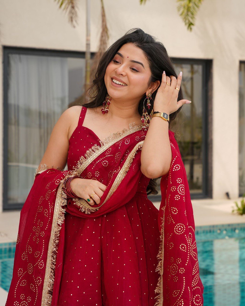 Organza Ready to Wear Embroidered Sharara Suit