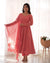 Peach Premium Lucknowi Fox Georgette Anarkali Suit Set with Dupatta