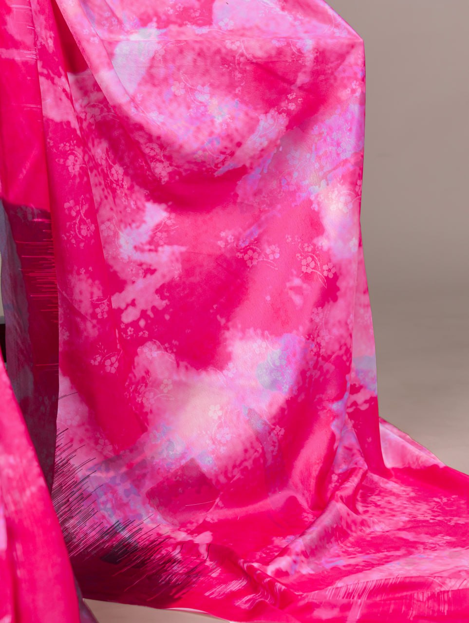 Pink Satin Silk Printed Saree with Fabric Elegant Banglory Blouse