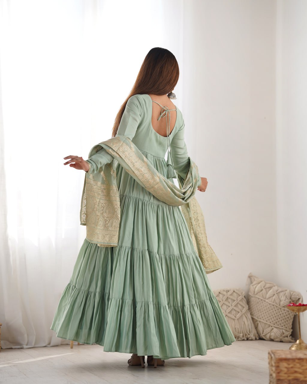 PISTA Elegant Festive Wear Anarkali Suit – Pure Dupatta & Pant Set