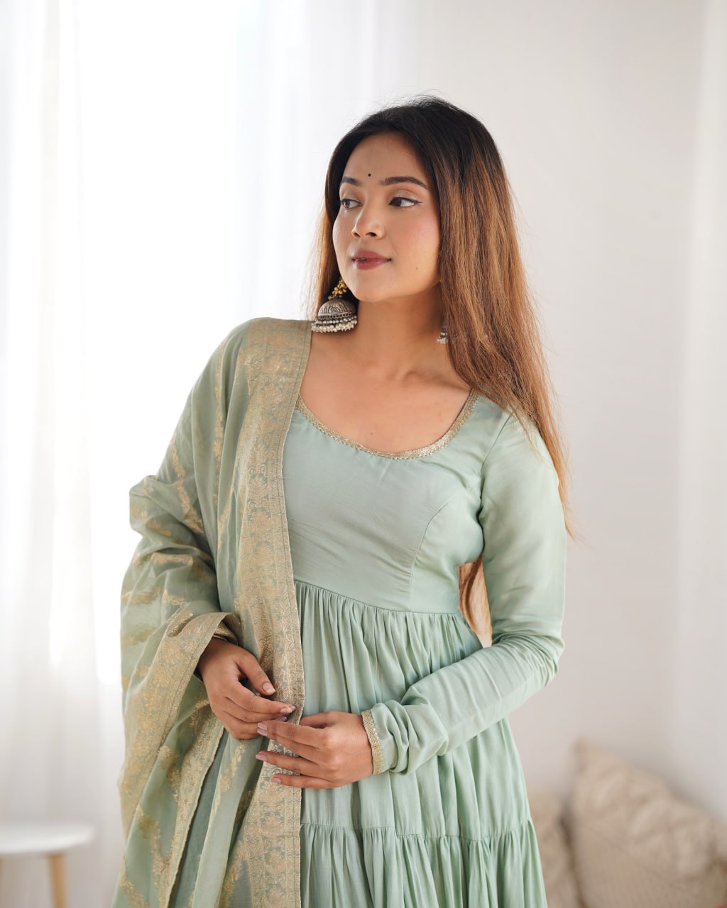 PISTA Elegant Festive Wear Anarkali Suit – Pure Dupatta & Pant Set