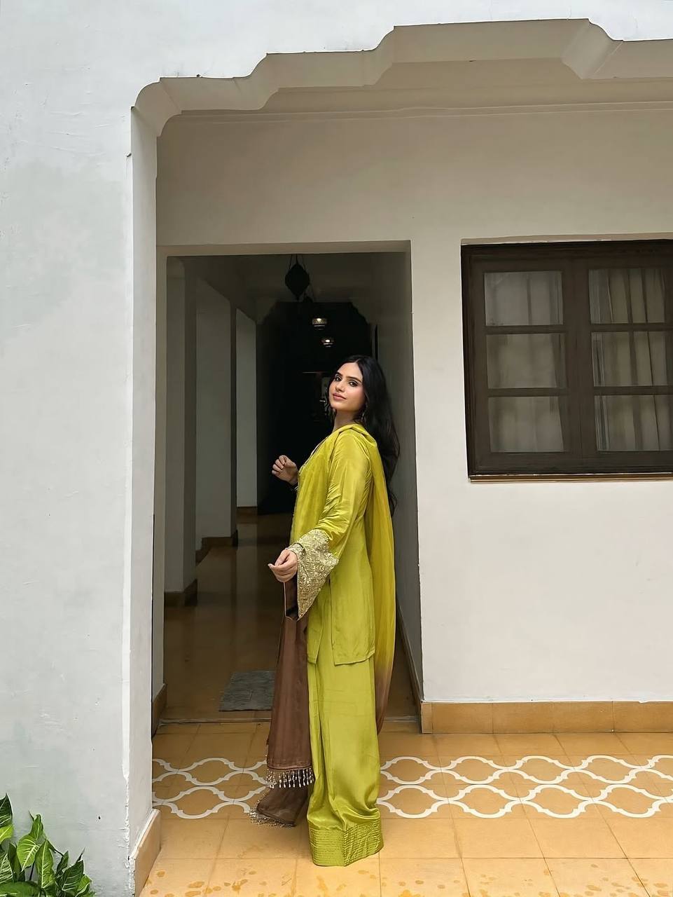 Punjabi Suit with Embroidery Work, Fancy Neck & Dupatta – Ready to Wear Palazzo Style Salwar Kameez