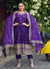 Purple Designer Chinon Gown Set with Heavy Sequins Embroidery