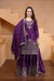 Purple Designer Chinon Sequins Embroidered Sharara Suit Chinon Dupatta
