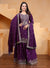 Purple Designer Natural Crepe Sequins Embroidered Sharara Suit
