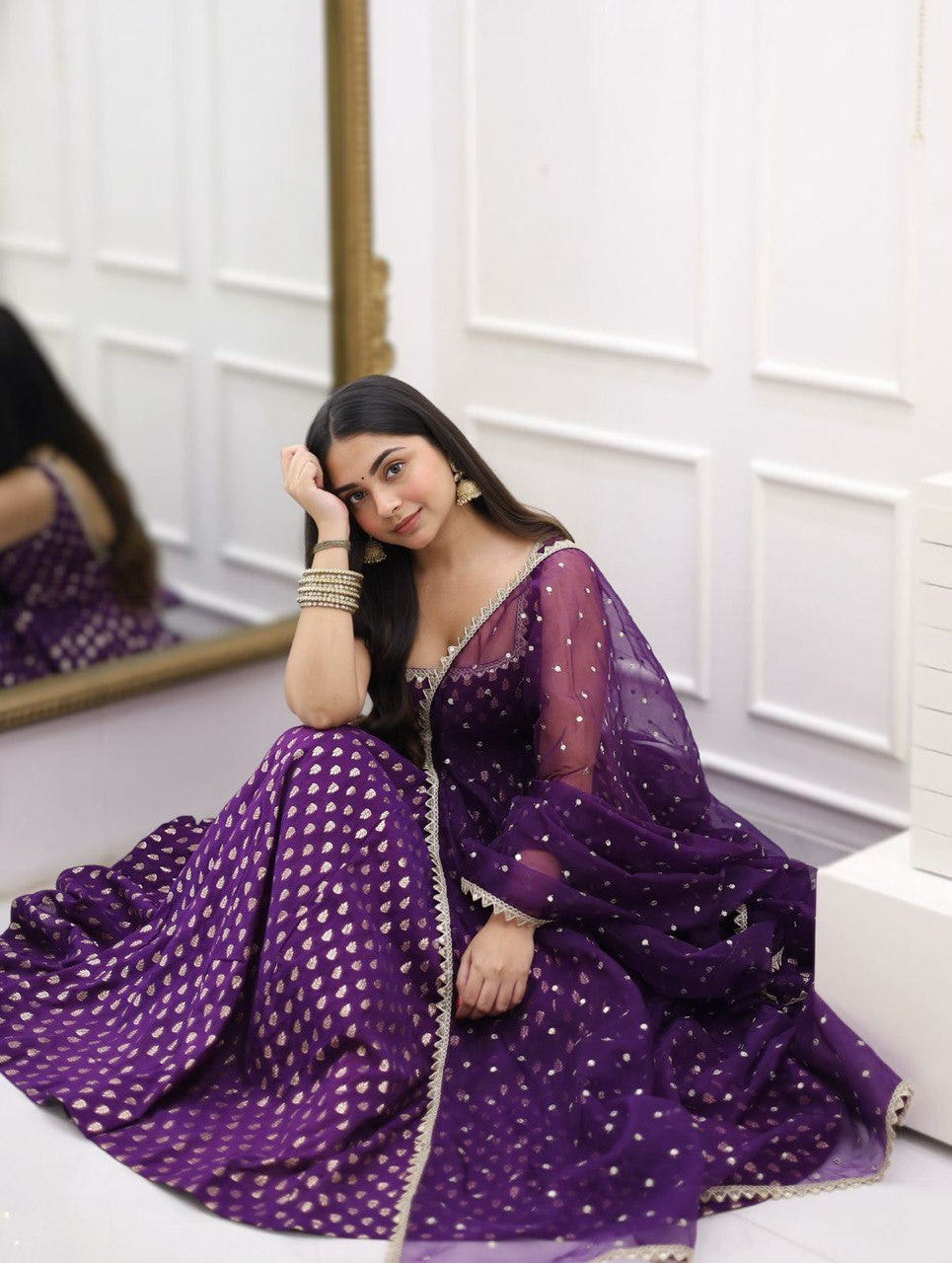 Purple Majesty Radiant Golden Touch Gota Border Anarkali