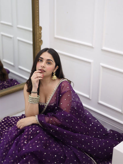 Purple Majesty Radiant Golden Touch Gota Border Anarkali 