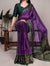 Purple Rangoli Silk Printed Saree with Dark Green Border Printed Blouse