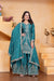 Rama Green Designer Natural Crepe Sequins Embroidered Sharara Suit