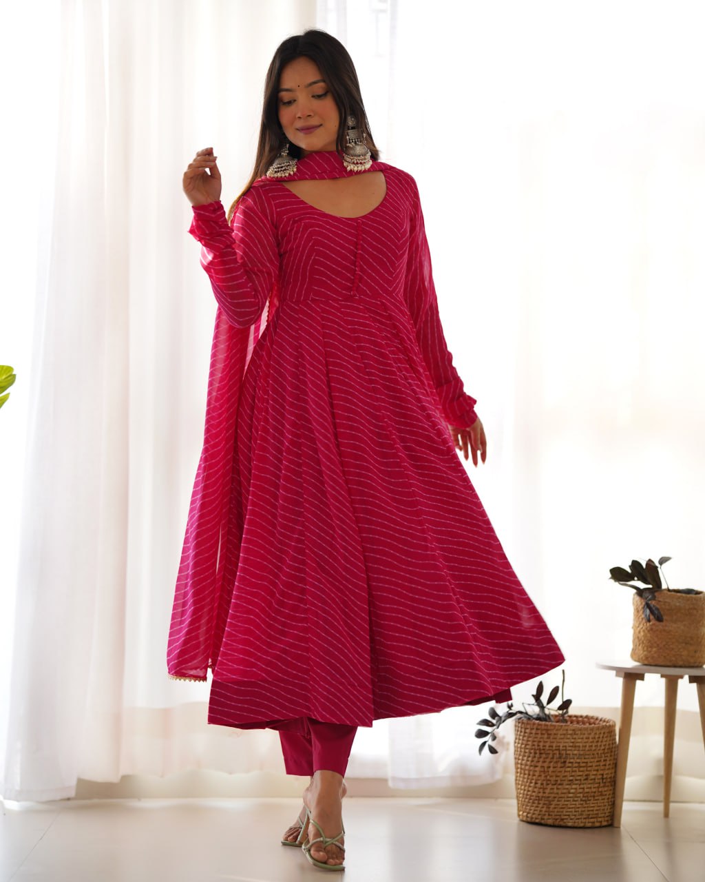 RANIPINK Laheriya Fox Georgette  Festive Wear Anarkali Suit Set  