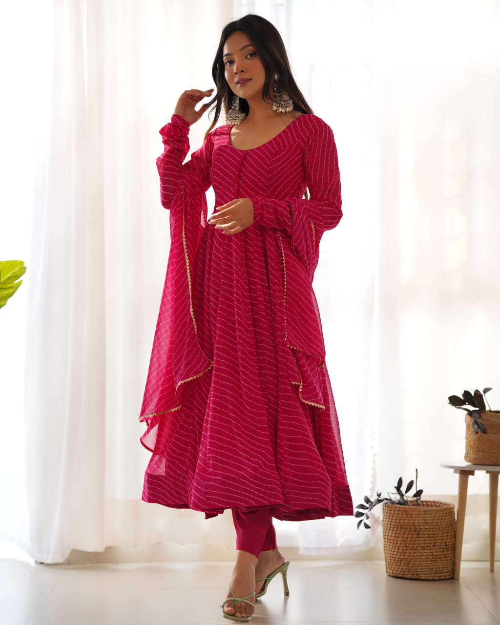 RANIPINK Laheriya Fox Georgette  Festive Wear Anarkali Suit Set  