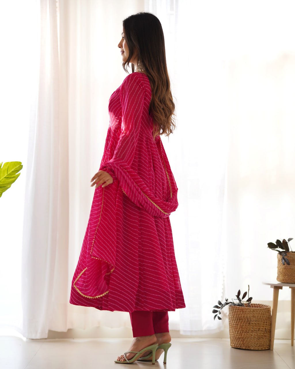 RANIPINK Laheriya Fox Georgette  Festive Wear Anarkali Suit Set  