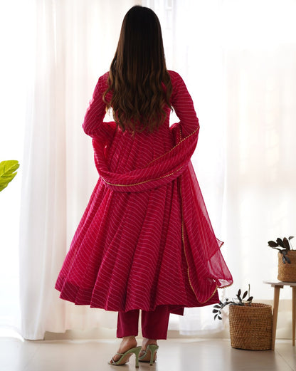 RANIPINK Laheriya Fox Georgette  Festive Wear Anarkali Suit Set  