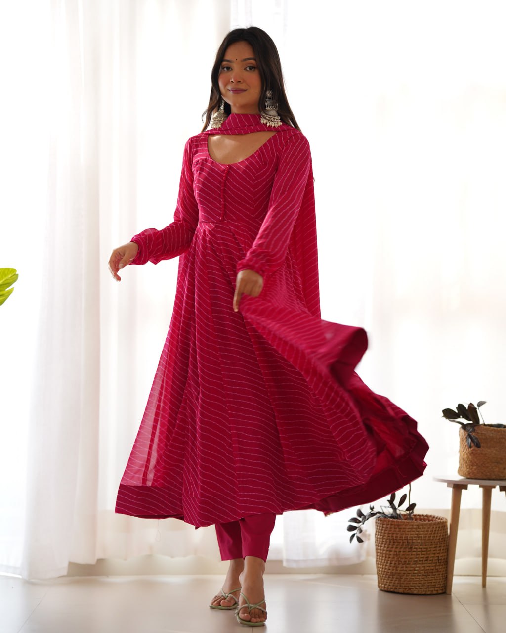 RANIPINK Laheriya Fox Georgette  Festive Wear Anarkali Suit Set  