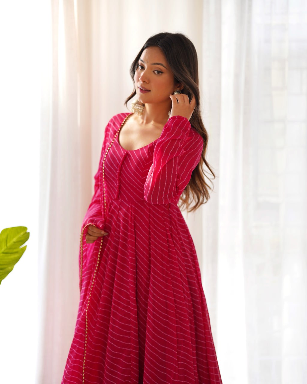 RANIPINK Laheriya Fox Georgette  Festive Wear Anarkali Suit Set  