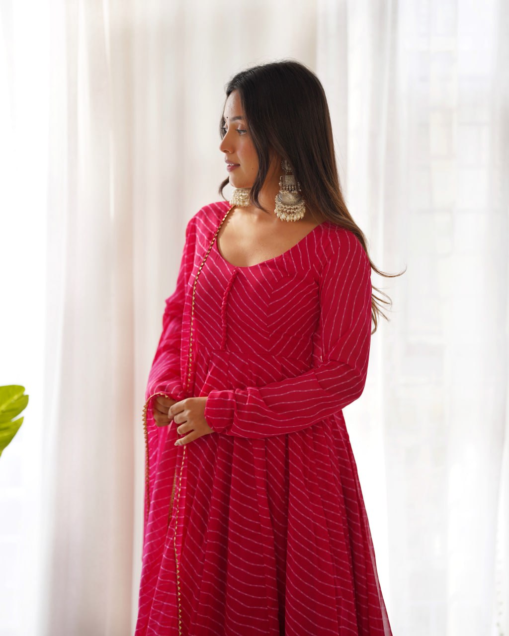 RANIPINK Laheriya Fox Georgette  Festive Wear Anarkali Suit Set  