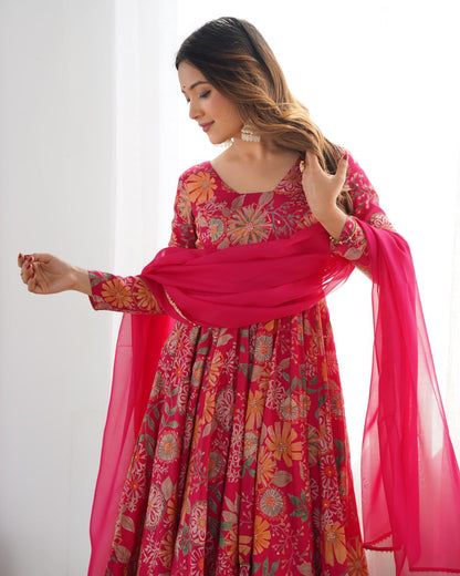 RANIPINK Soft Romansilk Chanderi Kediya Style & Fancy Organza Dupatta