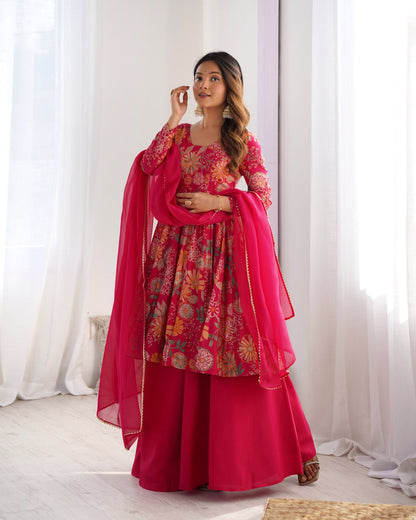 RANIPINK Soft Romansilk Chanderi Kediya Style & Fancy Organza Dupatta