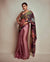 Sandrose Pink Satin Floral Digital Print Saree with Moti Handwork Pallu
