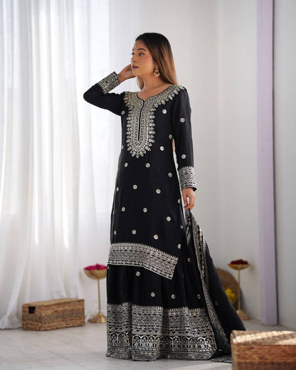 Sharara Suit with Embroidery & Sequence Work