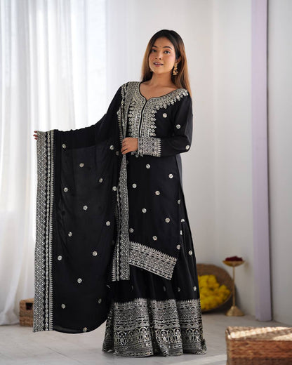 Sharara Suit with Embroidery & Sequence Work