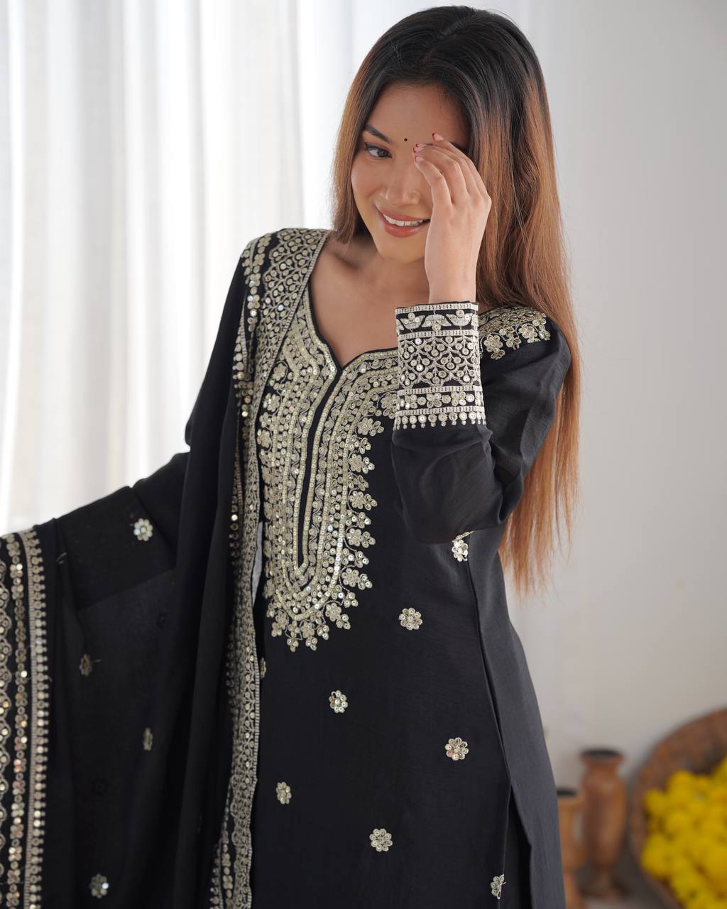 Sharara Suit with Embroidery & Sequence Work