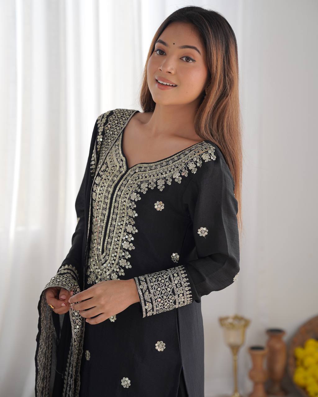 Sharara Suit with Embroidery & Sequence Work