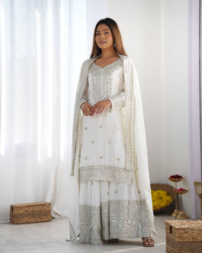 Sharara Suit with Embroidery & Sequence Work