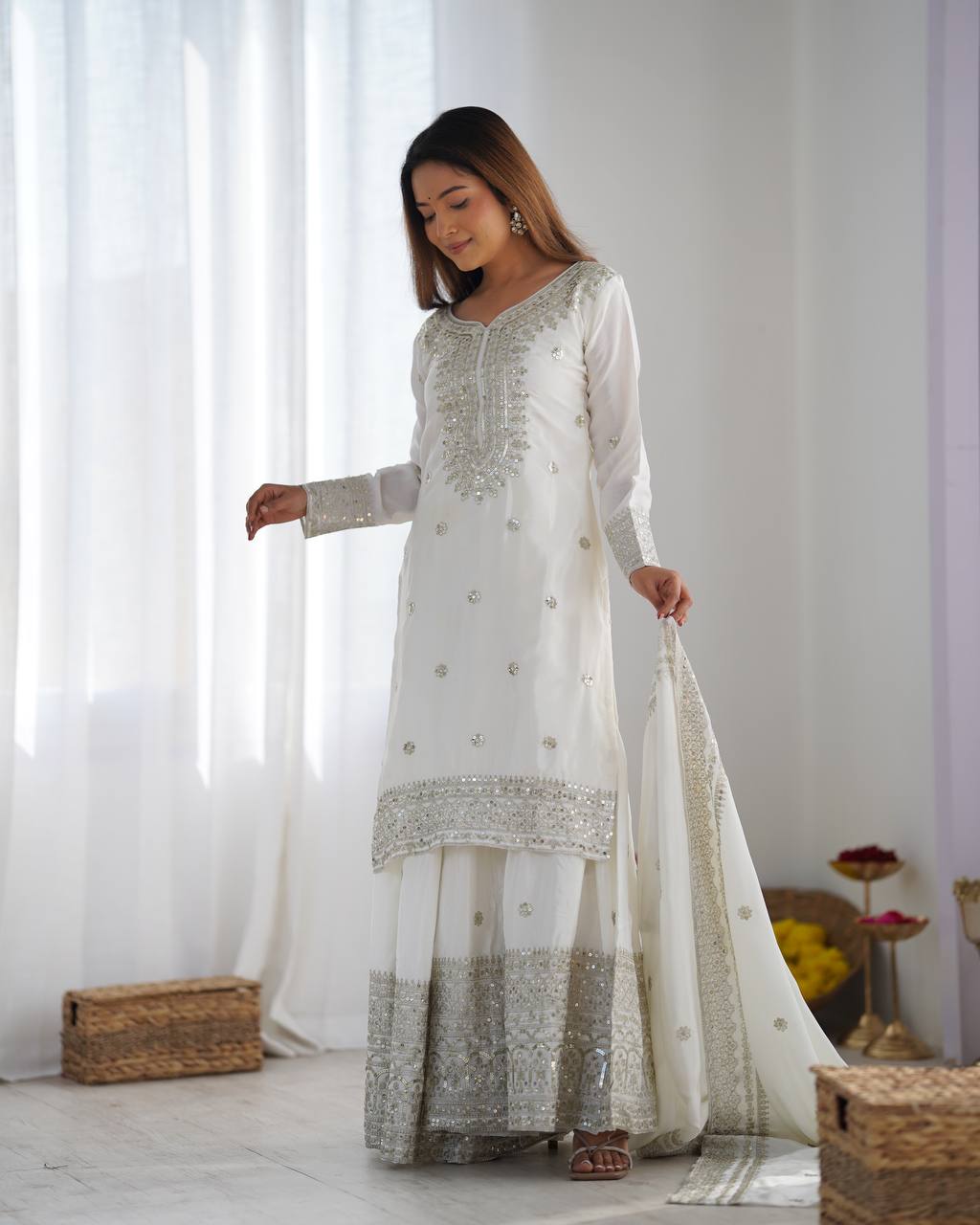 Sharara Suit with Embroidery & Sequence Work