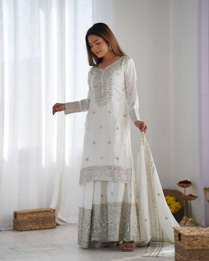 Sharara Suit with Embroidery & Sequence Work