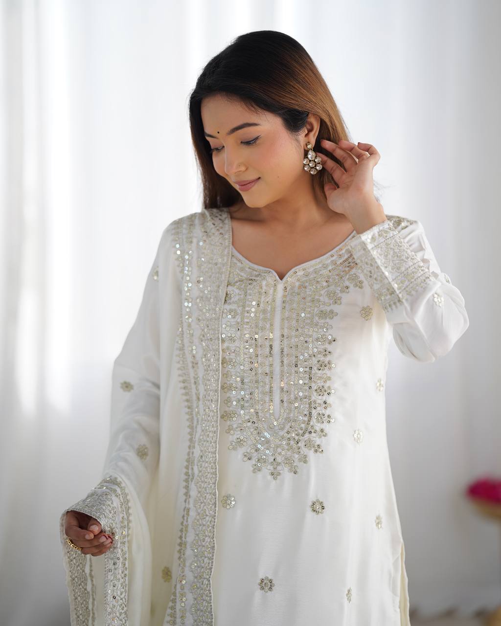 Sharara Suit with Embroidery & Sequence Work 