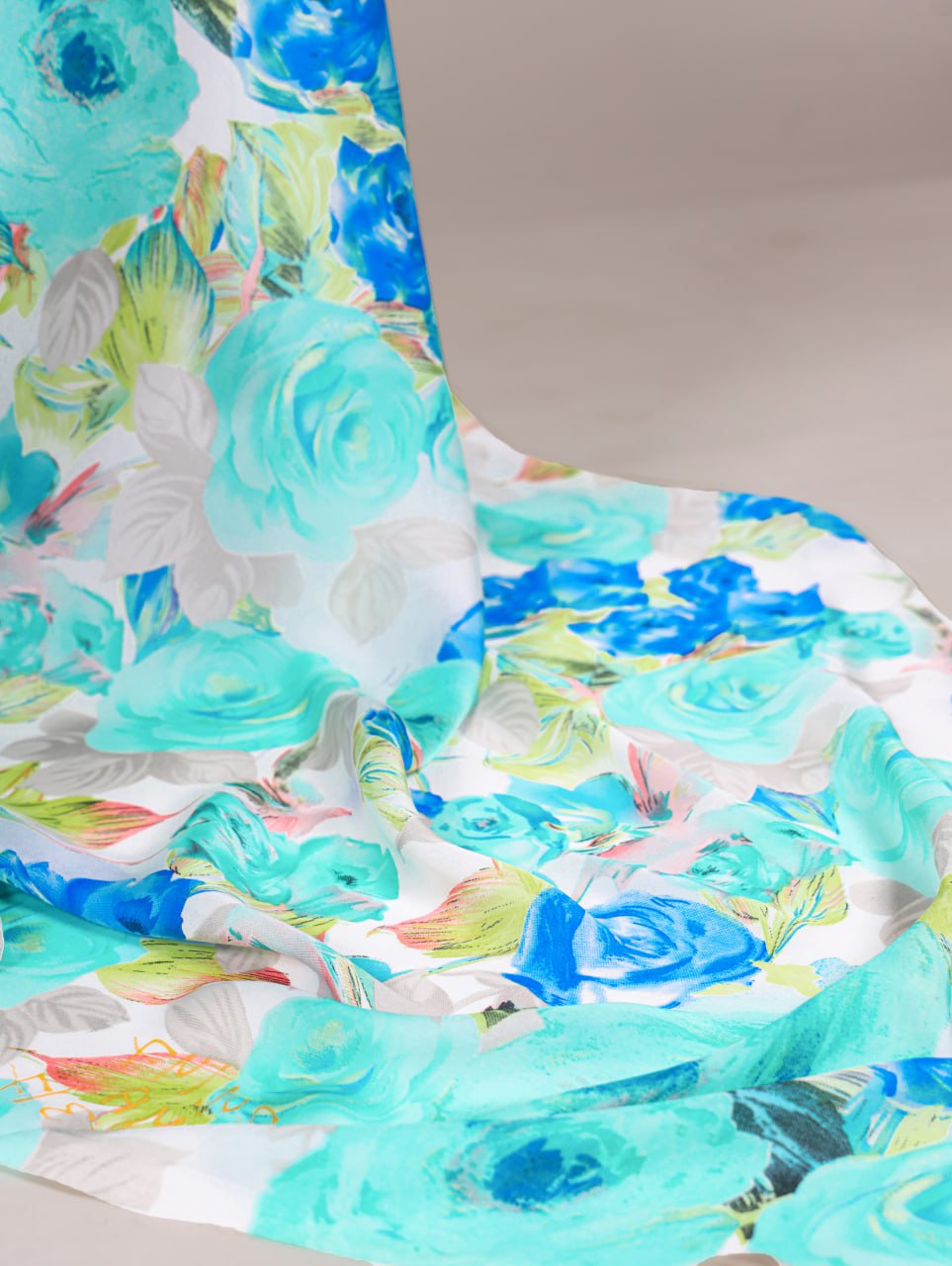 Teal Dull Satin Floral Printed Saree with Moonga Silk Blouse