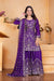 Violet Designer Chinon Silk Sharara Suit with Sequins Embroidery