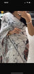 White Crepe Satin Silk Brown Floral Print Saree with Black Plain Blouse