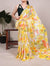 Yellow Dull Satin Floral Printed Saree with Moonga Silk Blouse