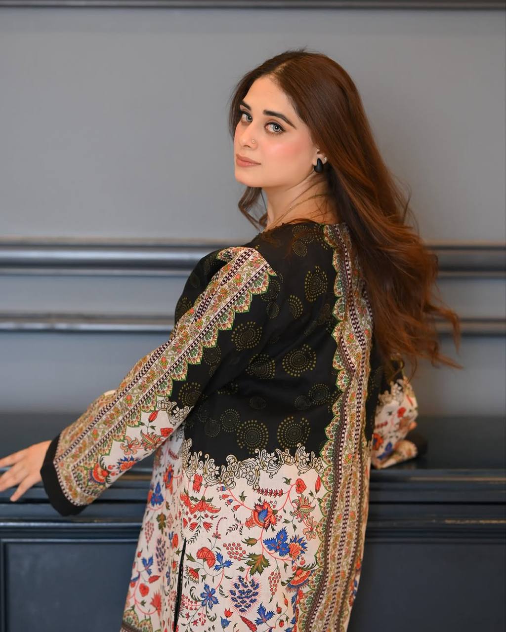 Balck and White Designer Natural Crepe Plazzo and Top For Party Wear