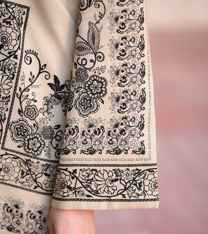 Beige Designer Natural Crepe Print Plazzo and Top For Party Wear