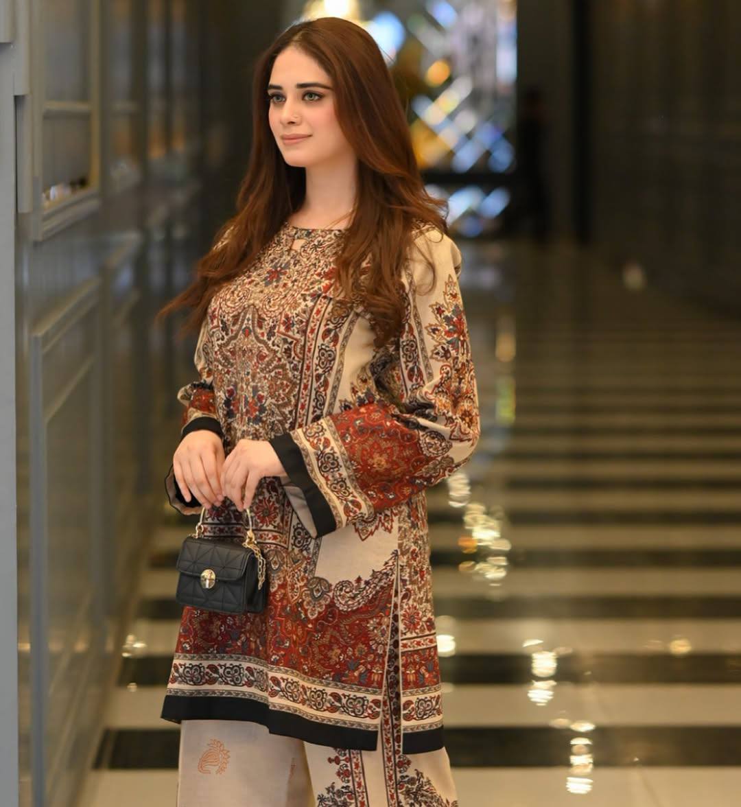 Beige Designer Natural Crepe Printed Plazzo and Top For Party Wear