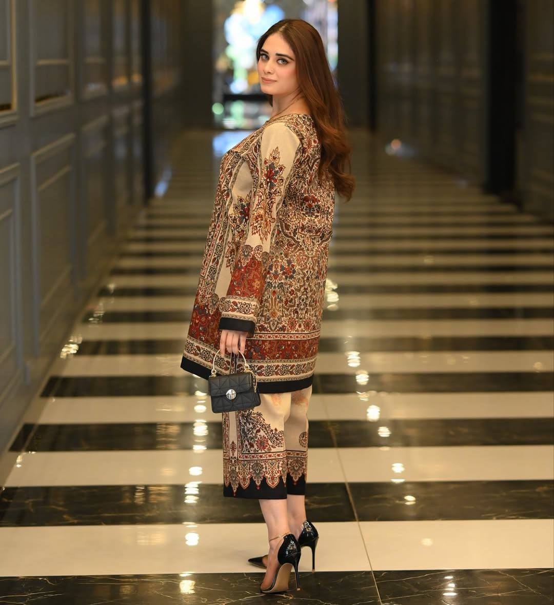 Beige Designer Natural Crepe Printed Plazzo and Top For Party Wear