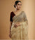 Beige Embroidered Organza Saree with Velvet Contrast Blouse