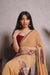 Beige Georgette Digital Print Saree with Lace Border Maroon Blouse