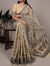 Beige Soft Poly Cotton Printed Saree with Thread Weaving